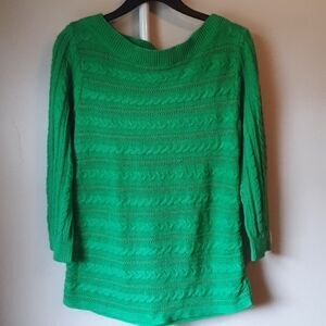 EUC VINTAGE CHAPS KELLY GREEN CABLE KNIT SWEATER PXL
